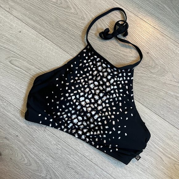 La Vie En Rose Bikini Top - Halter with Metallic Details - Picture 1 of 8